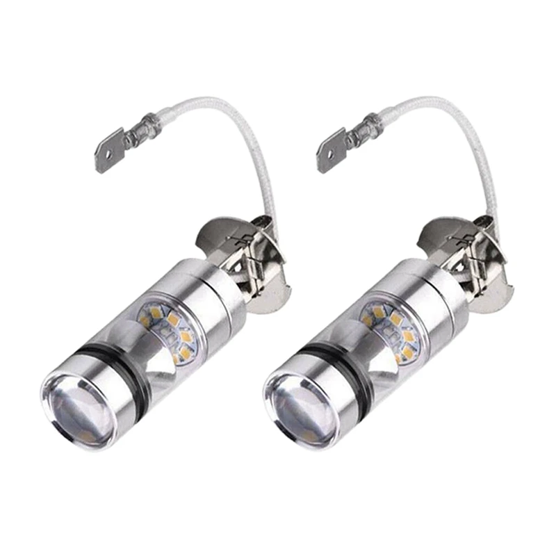 New2pcs 6000K White LED H3 100W 2323 Car Fog Light Bulb DRL & 2Pcs Side Marker Turn Signal Light For SEAT Leon 2000-2006