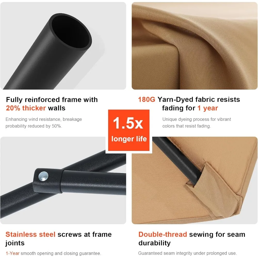 مظلة فناء خارجية بطول 9 أقدام مع كرنك، 8 أضلاع لسهولة الإعداد، مثالية للحديقة والحديقة والسطح والفناء الخلفي باللون الفيروزي #4