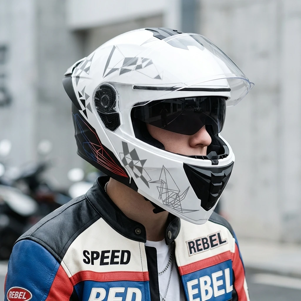 

2026 Summer New Model Flip-Up Motorcycle Helmet Full-Face Flip-Up Helmet Half Helmet Three-Quarter Helmet Made of Abs Material