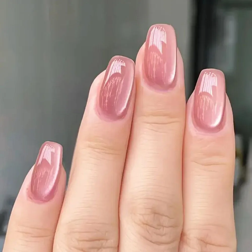 Smalto per unghie gel magnetico occhio di gatto rosa da 10 ml Smalto per unghie semi-permanente scintillante con effetto perline di vetro in porcellana bianca