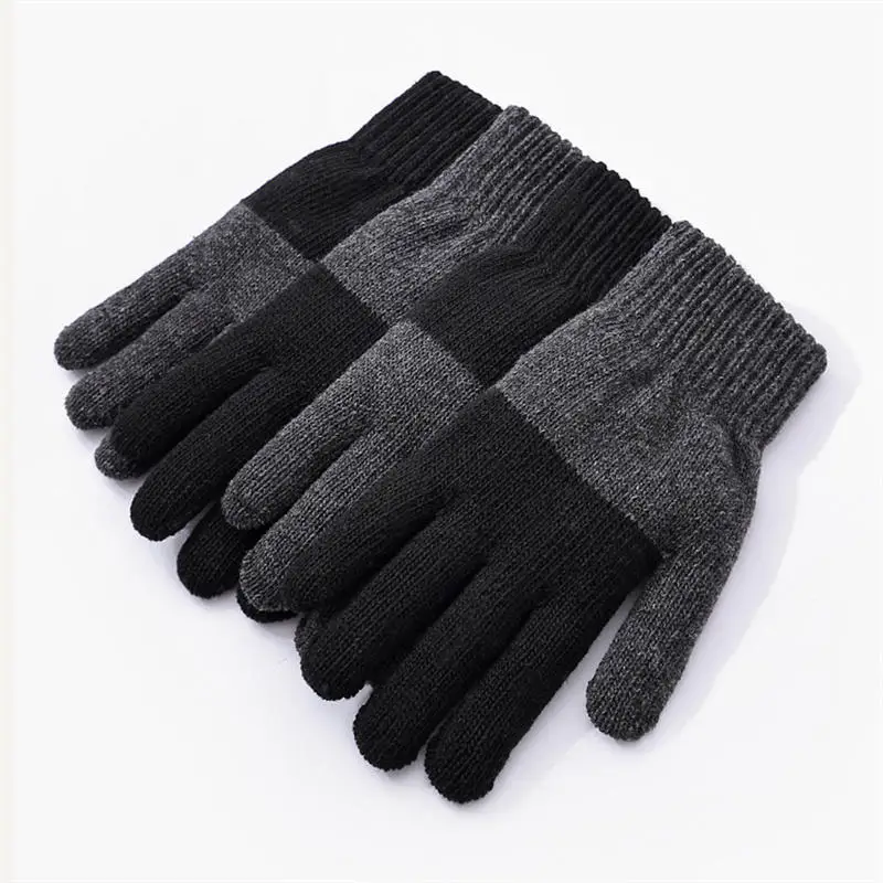 New Men's Warm Cycling Gloves Winter Cold Warm Knitted Gloves Five Fingers/half Fingers Outdoor Sports Gloves