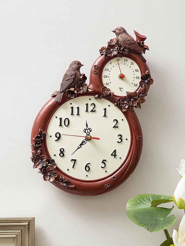 

Decorative wall mute wall clock bedroom creative thermometer clock living room personality art wall watch Nordic clock