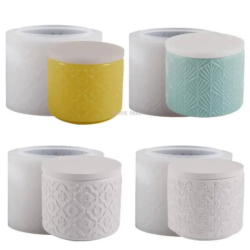 3D Round Silicone Mold Jar DIY Aromatherapy Candle Mould Pot Handmade Jewelry Storage Box Making Concrete DIY Epoxy Resin