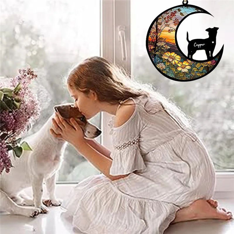 LICE-Cat Memorial Suncatcher, ส่วนบุคคลพร้อมชื่อวันที่ Cat Breeds Suncatcher, Pet Loss Suncatcher, Stained Acrylic Light Dura