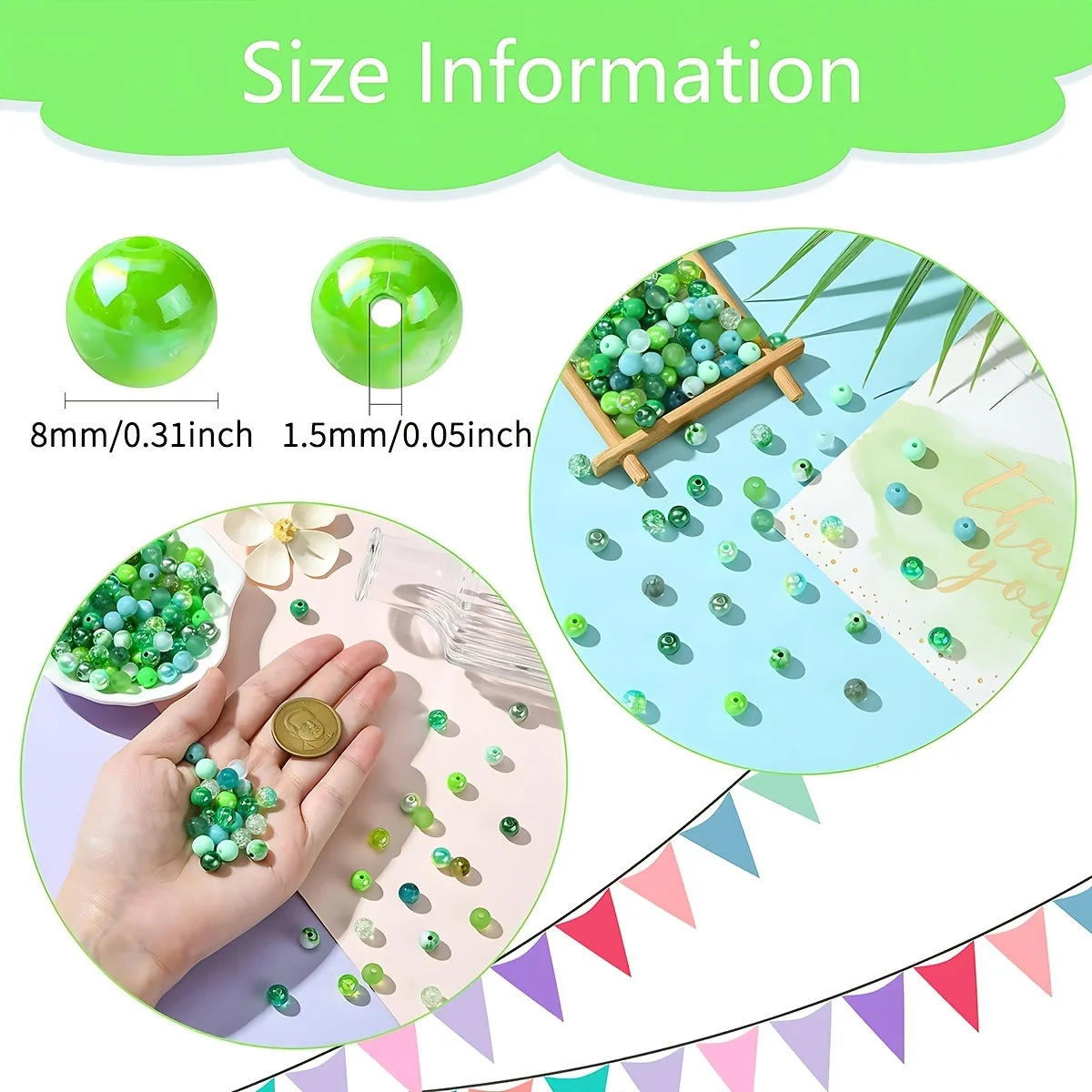 Acrylic Round Beads DIY Kit, Kids Educational Jewelry Making Toy Set for Bracelet & Necklace Handcraft