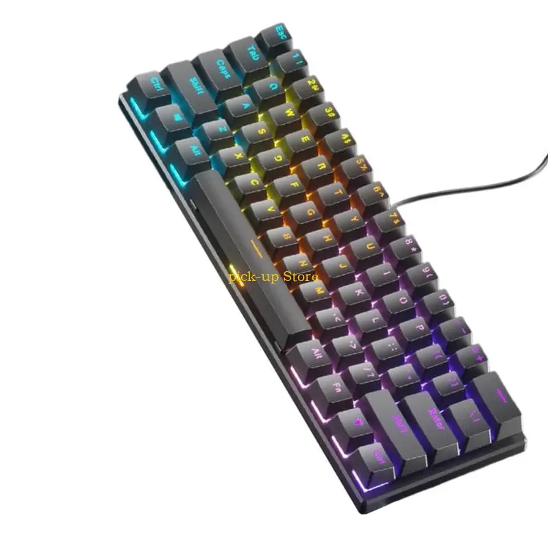 Q5WA Gaming Keyboard Full Size LED Backlit Quiet Computer Keyboard 61 Corded Keyboard for PC Desktop Office Gaming