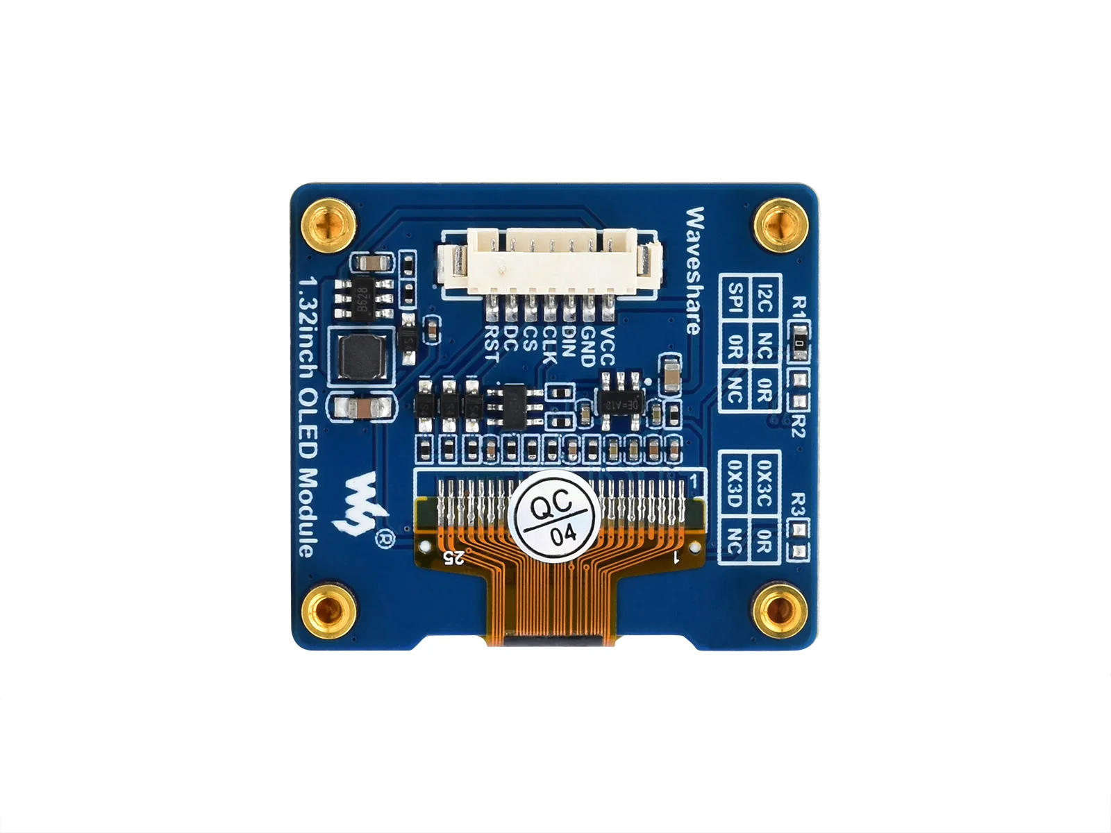 1.32inch OLED Display Module, 128×96 Resolution, 16 Gray Scale, SPI / I2C Communication