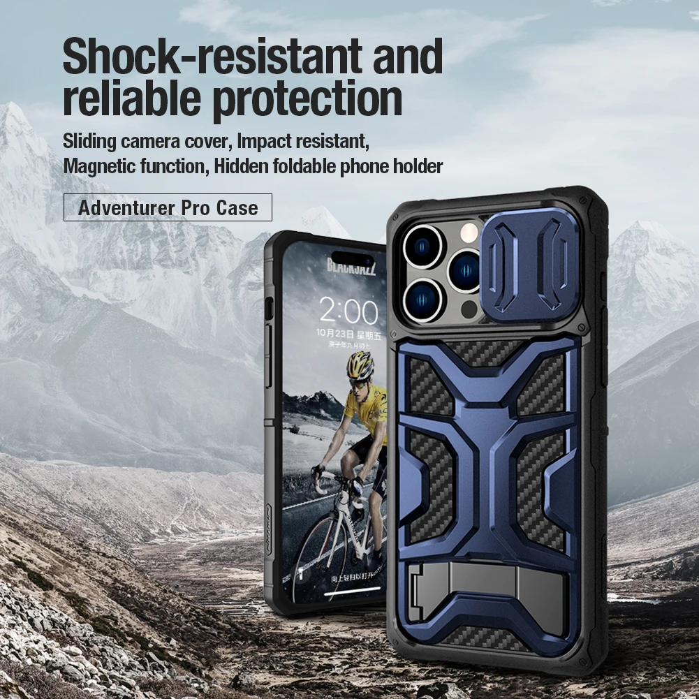 For iPhone 14 Pro Max Case NILLKIN Adventurer Pro Magnetic Case With Folding bracket Slide Camera Case For iPhone 14 Pro /14Plus