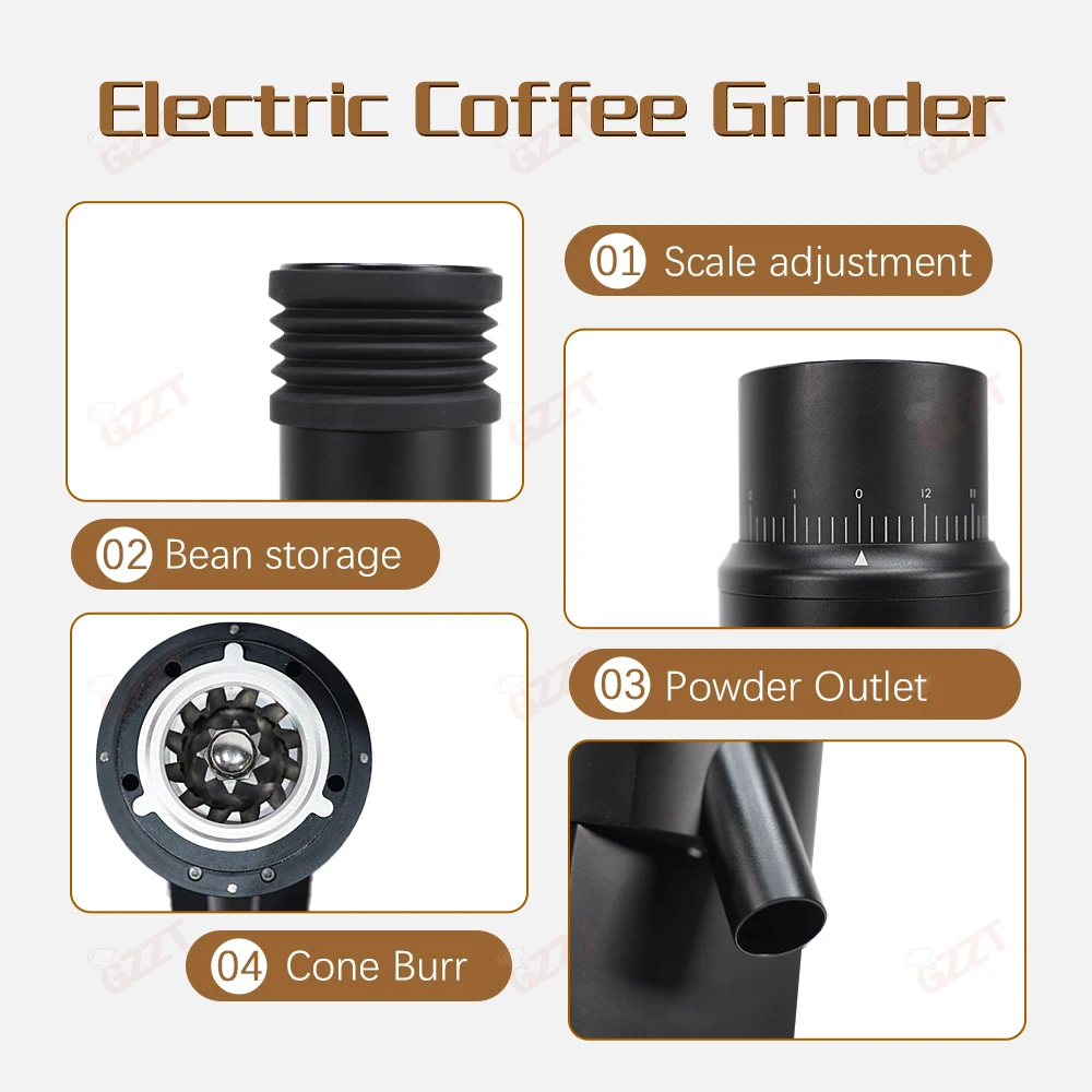 GZZT M63 Single Origin Bean Grinder 63MM Stainless steel Cone Burr  Coffee Grinder Coffee Grinding Machine Coffee Miller