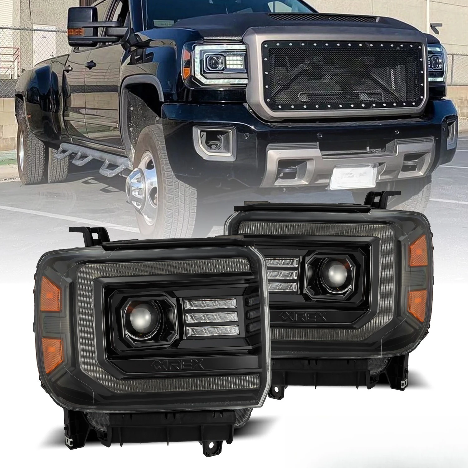 

Fit 14-18 GMC Sierra LUXX-Series LED Projector Headlight Replacement Alpha-Black
