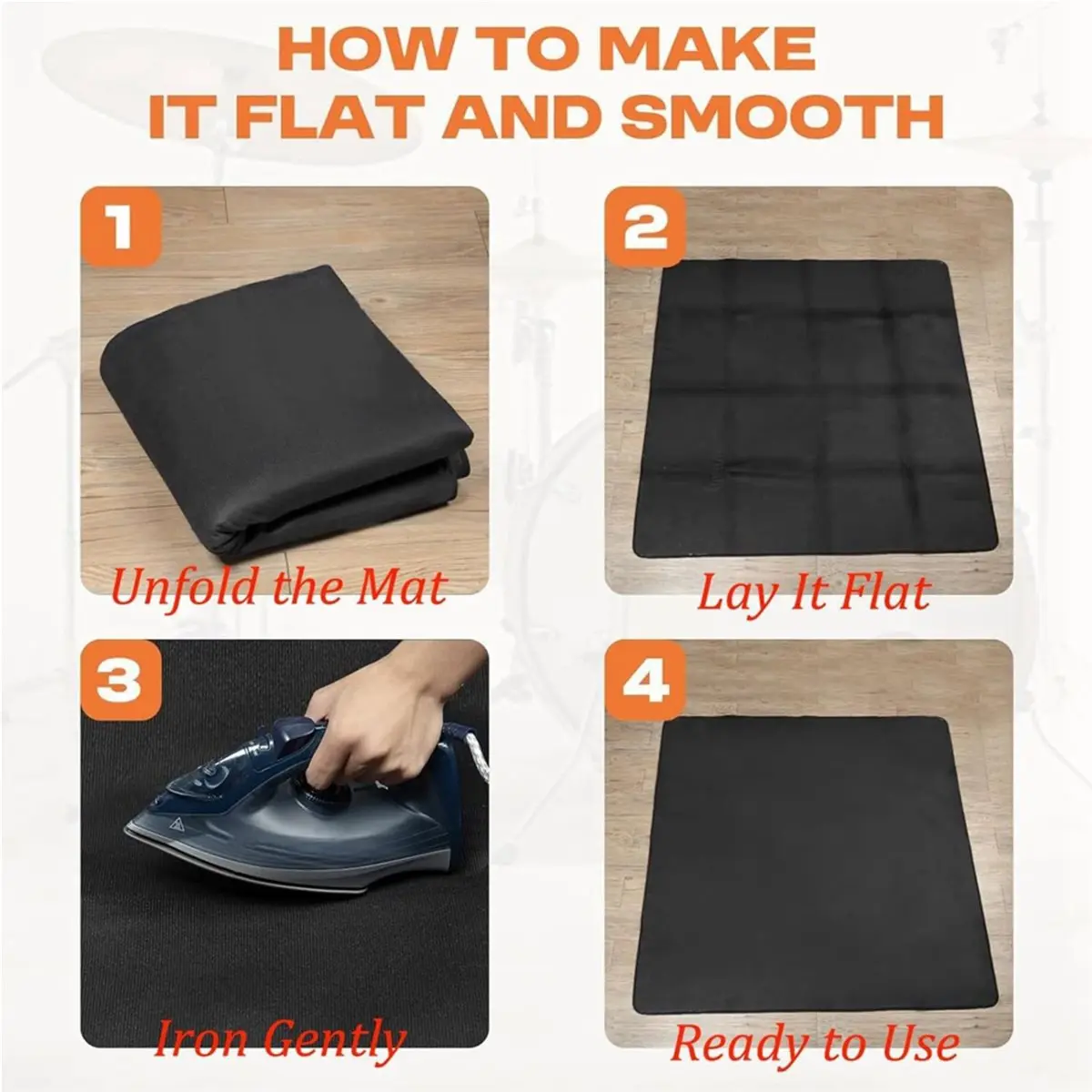 [MEGA SALE]Drum Mat, 4Ft X 5.3Ft Drum Carpet Drum Rug Drum Pad Tightly Woven Fabric with Non-Slip Grip Bottom