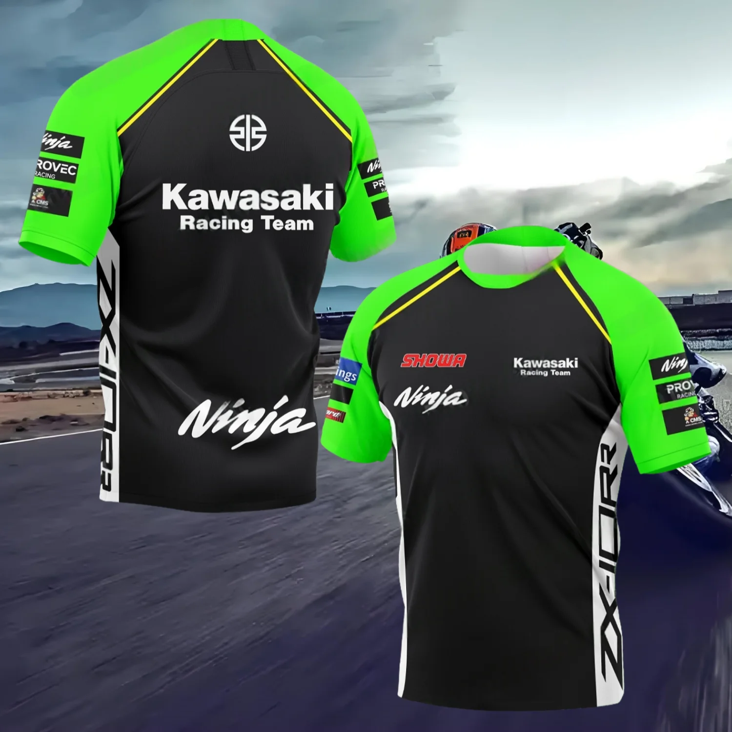 

25-26 Kawasaki, мужская и женская мотоциклетная свободная футболка с короткими рукавами для верховой езды, хит продаж, футболка для быстрого привода и скоростного спуска