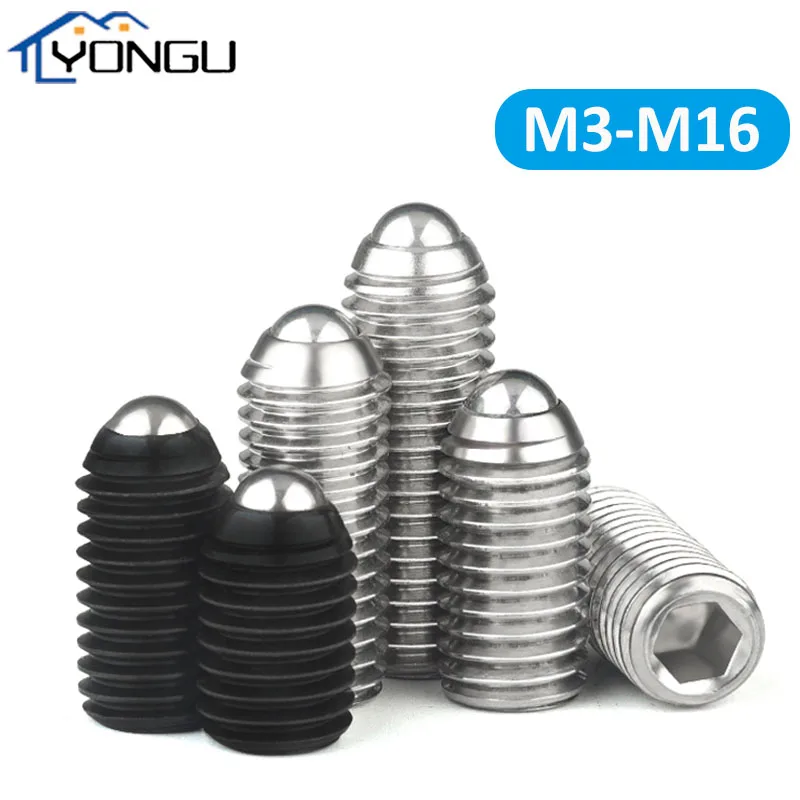 

304 Stainless Steel Spring Ball Plunger Grub Point Set Screw Hex Socket Allen Bolts M3-M16
