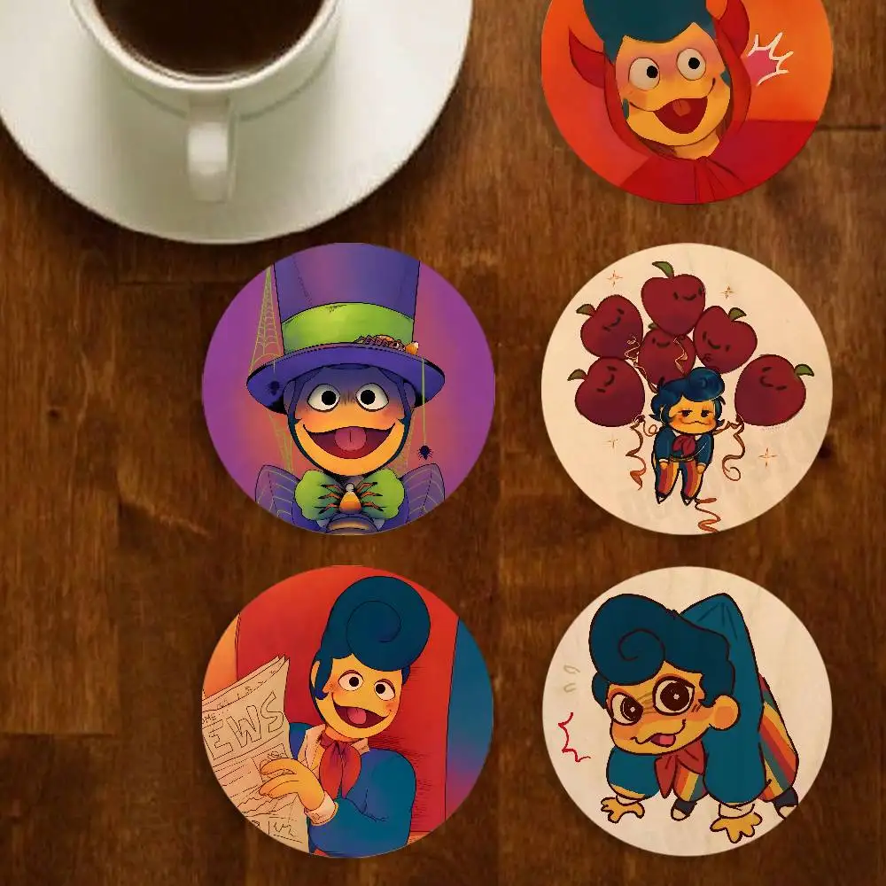 Welcome W-Wally Darling Round Wooden Coaster Decorative Coffee Cup for Use in Coffee Shops Bars