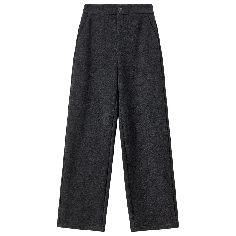 SENTUBILA Pendelhose für Damen, 2025, Winter-Wollmischung, mit Fleece gefüttert, gestrickt, gerade, lange Hose, einfache Damenkleidung 154KA6339