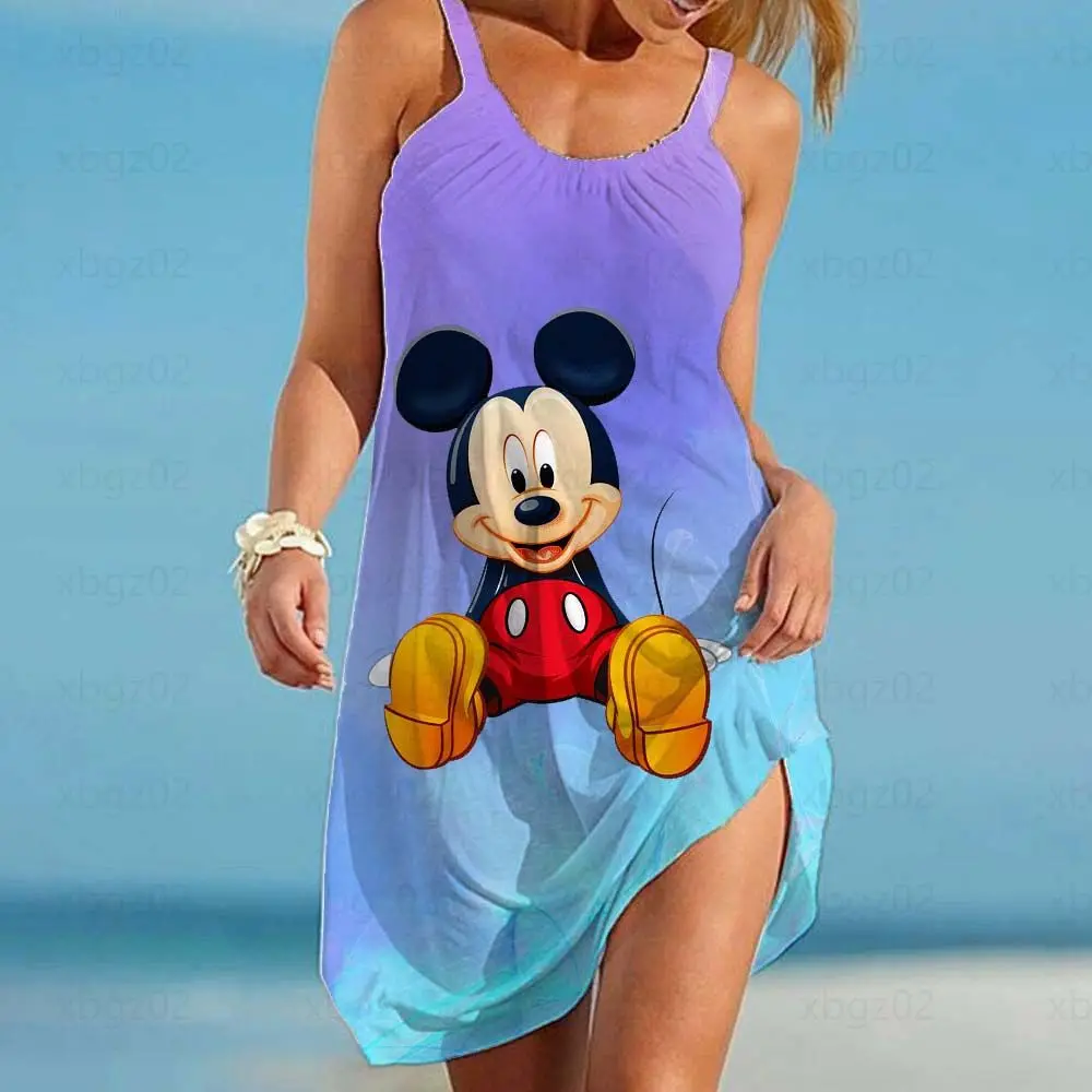 Robe ample et élégante pour femmes, tenue de plage, sans manches, Sexy, 5XL, Disney, Minnie Mouse, style Boho, livraison gratuit