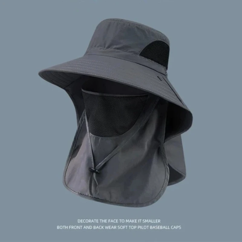 Summer Sun Hats UV Protection Outdoor Hunting Fishing Cap For Men Women Hiking Camping Visor Bucket Hat Neck Flap Fisherman Hat