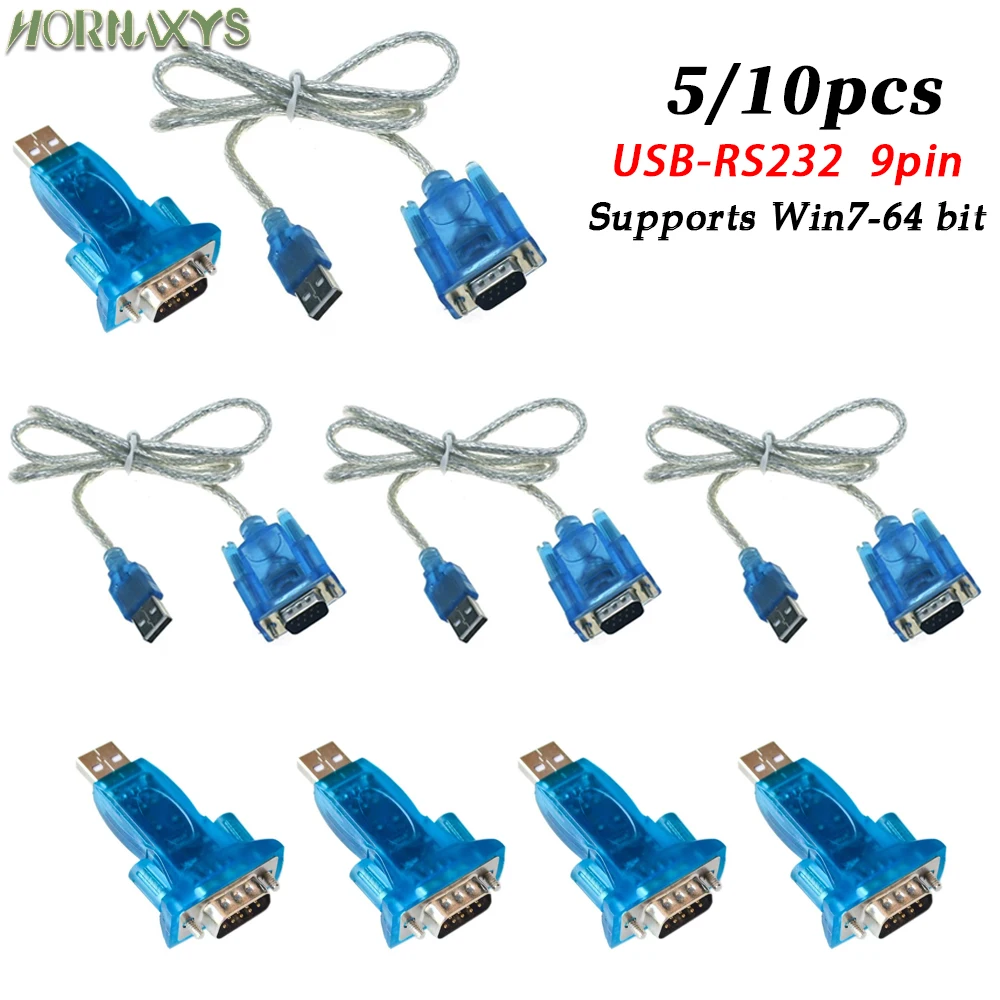 5/10pcs HL-340 HL340 New USB to RS232 COM Port Serial PDA FT232 9 pin DB9 Adapter support WIN11 Compatible CH340