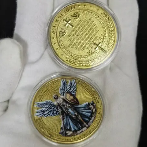 The Archangel Michael Watches Over Us Challenge Coin - Psalm 91:10-11 Inspirational Religious Collectible Coin
