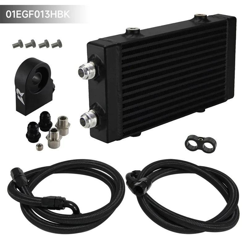 

Oil Cooler Universal +Thermostat Sandwich Plate Kit Black Small/Medium/Large Size Dual Pass Bar & Plate