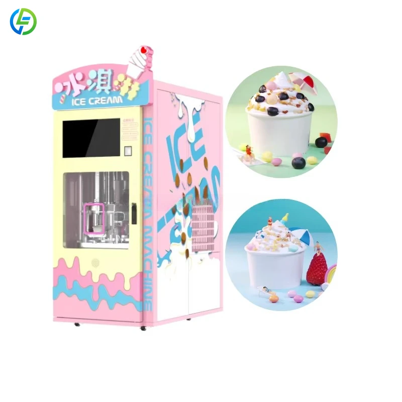 Customized Manufacture Commercial Soft Ice Cream Vending Machine Italian Popular Self Service Automatic Machine