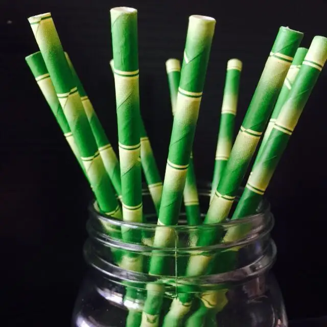 25pcs/pack Bamboo Paper Safari Panda Straws- Jungle Party Straws-Bamboo Birthday Panda Party Straws-Panda Baby Shower Decor