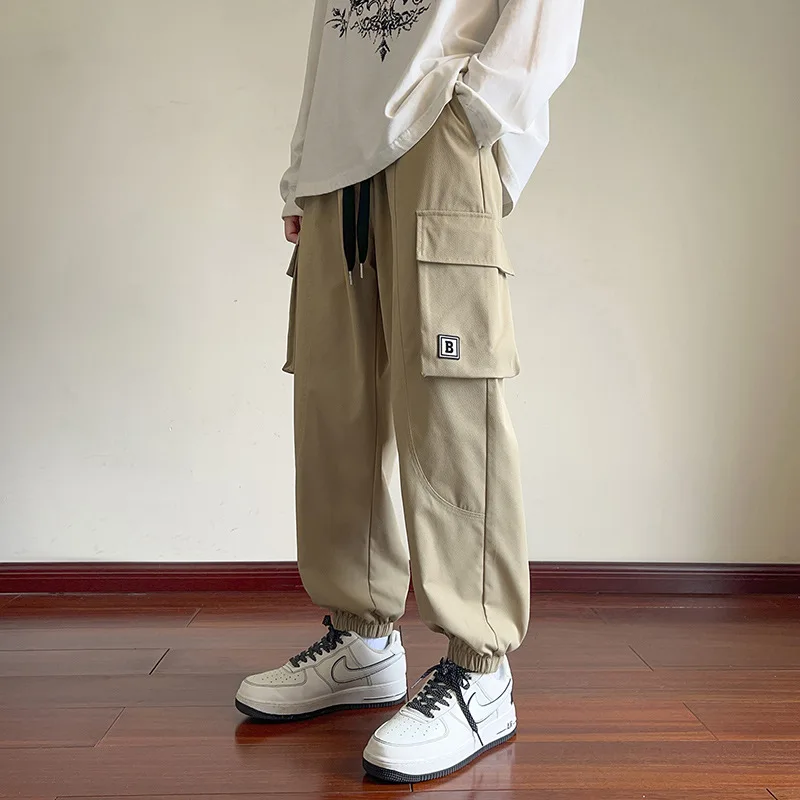 

Men Summer Thin Trousers Youth Elastic Drawstring Leggings Men Sports Quick-drying Breathable Casual Cargo Pants Boys Versatile