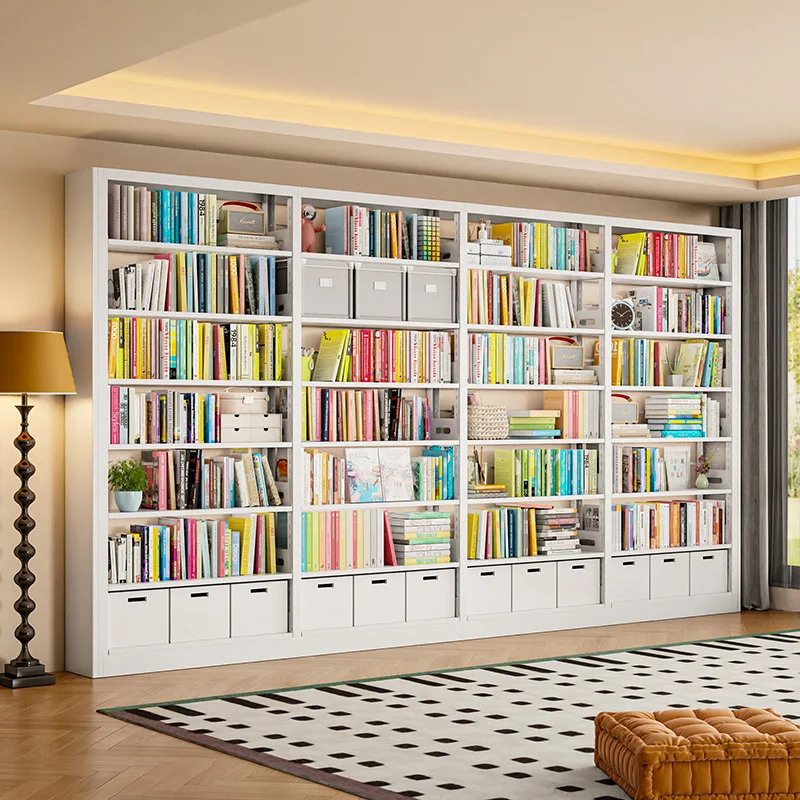 Household steel bookshelf Floor-to-ceiling bookcase Children's Library study Iron modern simple shelf