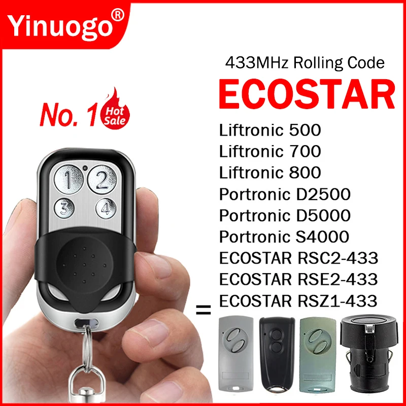 ECOSTAR RSC2 RSE2 433 Gate Remote Control 433MHz For Liftronic 500 700 800 Portronic D2500 D5000 S4000 Garage Receiver Opener