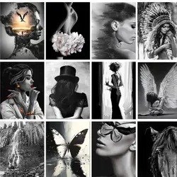 GATYZTORY Painting By Numbers Woman Set Acrylic Paint For Adults Sea Figure DIY Frame Drawing Coloring By Numbers Decoration