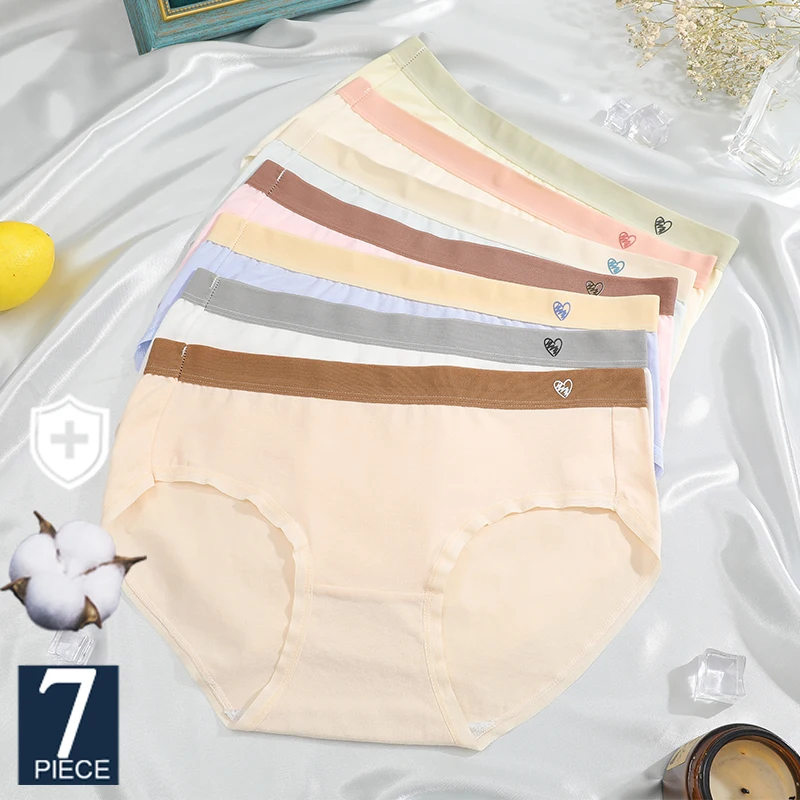 FINETOO 7Pcs/Set Lucky Panties Women's Cotton Panties Sexy Soft Underpants Briefs Female Comfortable Stretch Lingerie S-XL