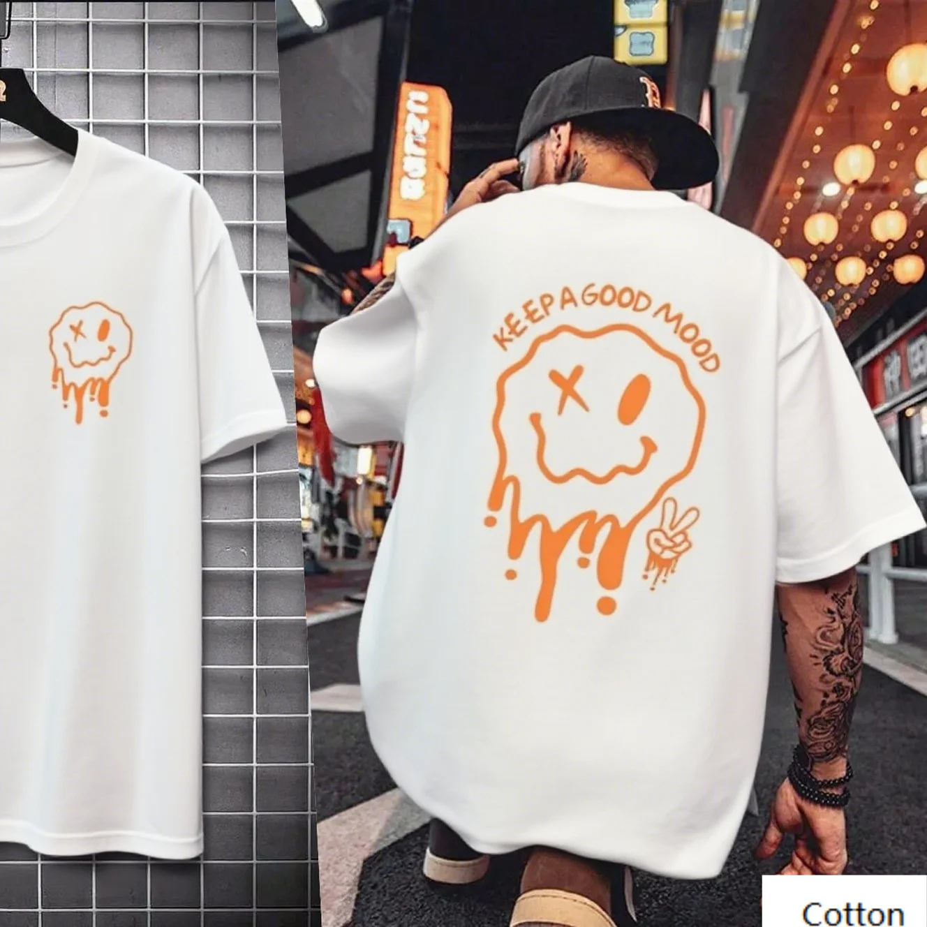 

Хлопковая футболка с плавящим смайликом и позитивной графикой, идеально подходит для законодателей моды, брендовая уличная одежда с принтом, Новое поступление, футболка S-4XL