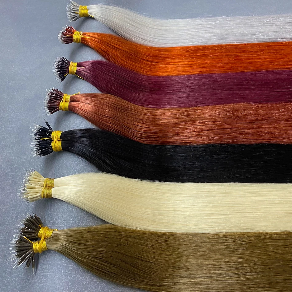 Lange Rechte Nano Ringen Human Hair Extensions Pre Bonded Remy Nano Ringen I Tip Haar Micros Kralen Microlinks Menselijk Haar Bundels