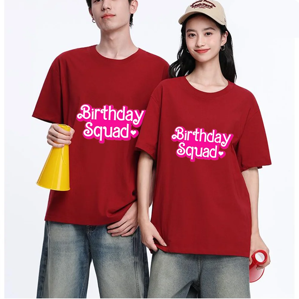 Birthday Squad Printed T Shirt Cotton S-XXL Personalized Custom Casual Short Sleeve Tee Unisex Fit Breathable Fabric Aesthetic G