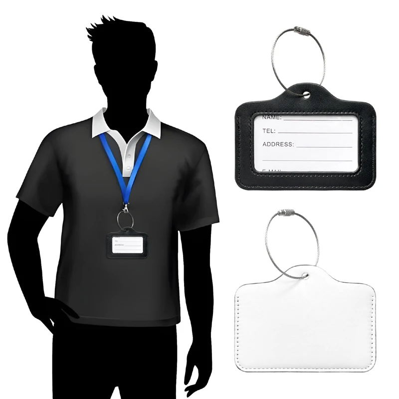 DHL200pcs Sublimation Bank Card Cover Case With Lanyard  PU Leather Retractable Bus ID Holders Identity Badge Unisex