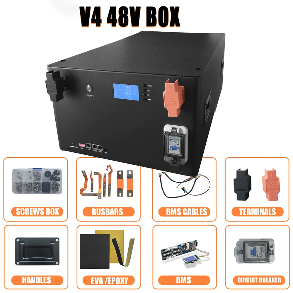 EU Stock Battery Kits DIY 280A Box Kits 16S 48V 310A 304A Stacked Lifepo4 Battery Case with Bluetooth BMS CAN