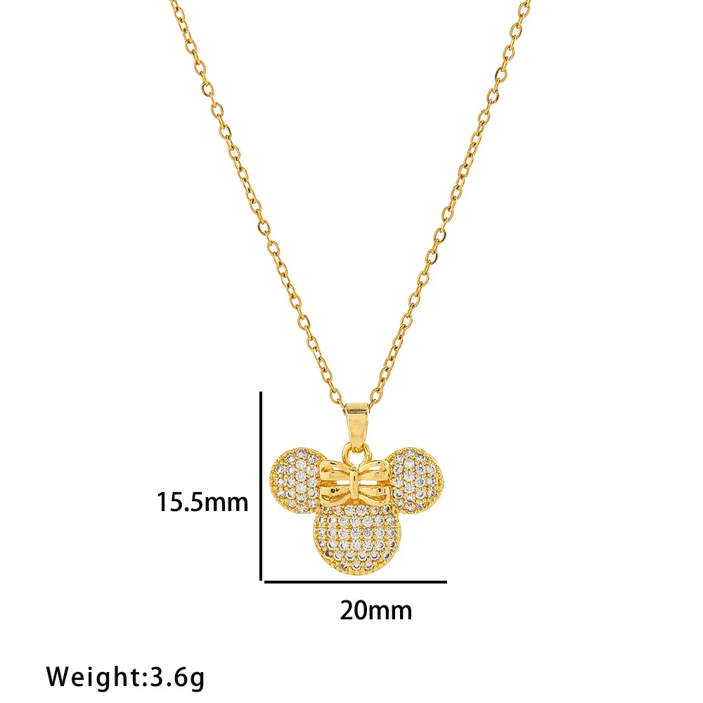 Shine Crystal Mickey Minne Pendant Necklace Earrings Rings Set Charm Jewelry for Women Girls Cartoon Gifts Luxurious Accessories