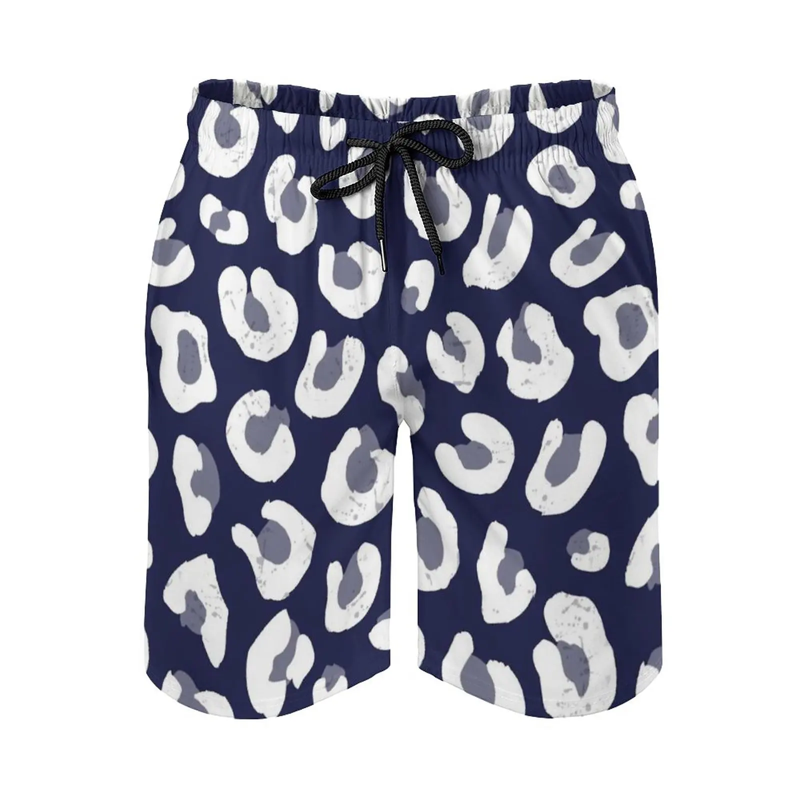 

Leopard Print-Navy Blue And White Men's Beach Shorts Quick Dry Travel Swimsuit Trunks Surf Pants Sports Pants Leopard Pattern