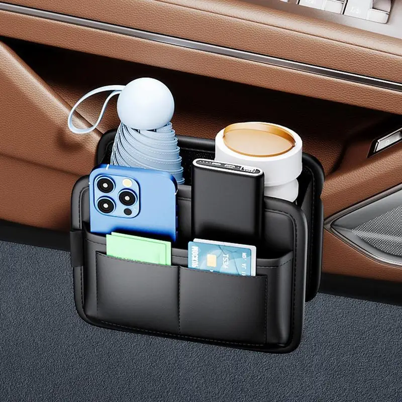 

Car Door Side Pocket Cup Holder Leather Window Door Side Organizer Multifunctional Vehicle Cup Holder Bag Front Rear Seat Insert
