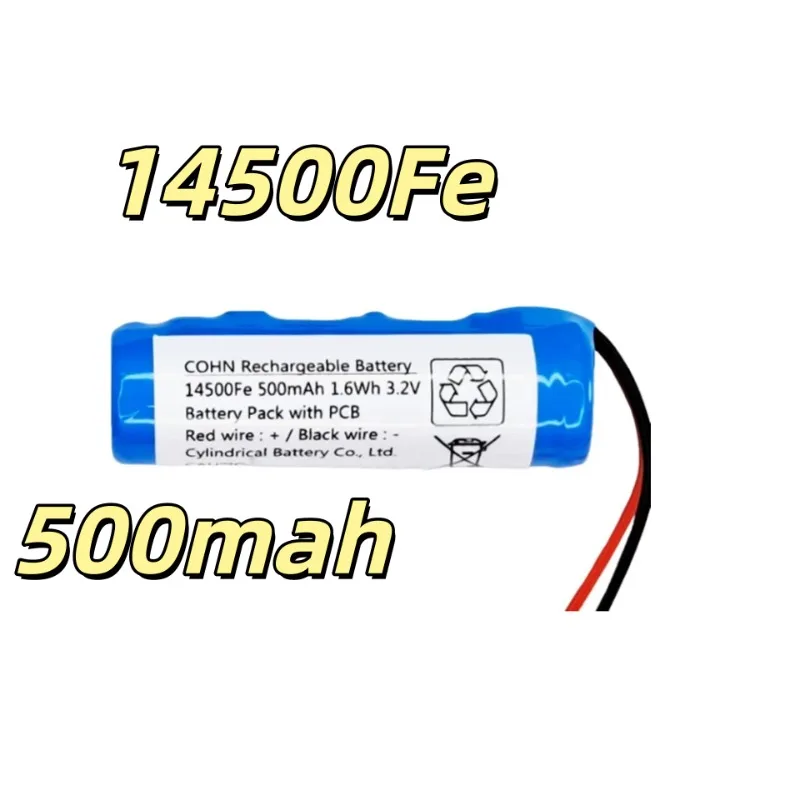 Replacement battery 3.2V 500mAh 1.6Wh for E3 14500Fe solar tire pressure gauge 1 piece