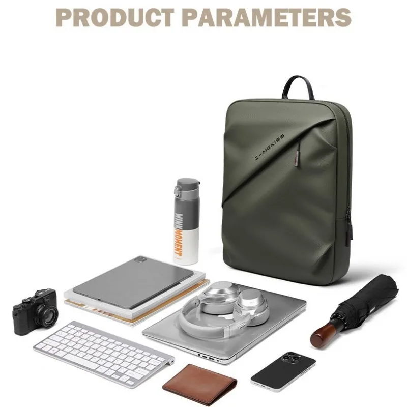 Solid Colour Minimalist Men Backpack Business Commuter Laptop Backpack Fashion Lightweight Daypack Waterproof Travel Rucksack