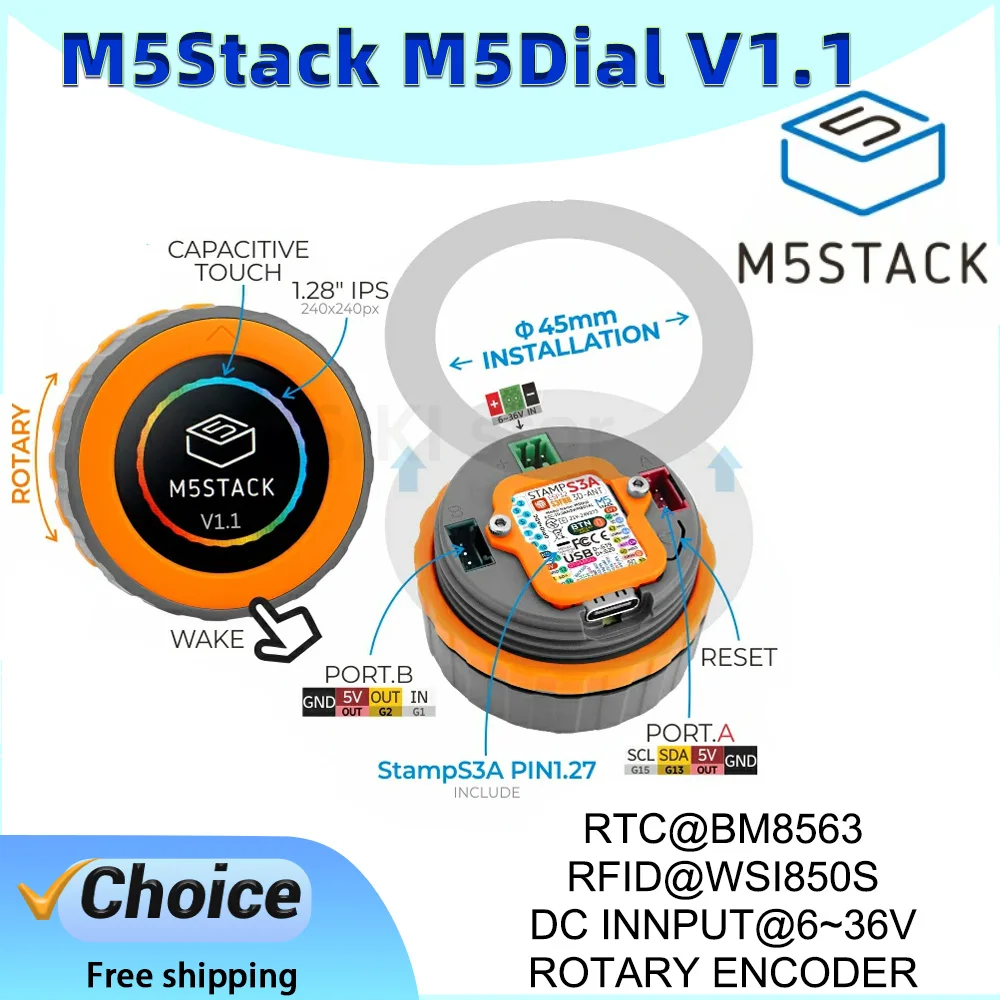 M5Stack M5Dial V1.1 Embedded development Board  Stamp-S3A & 1.28