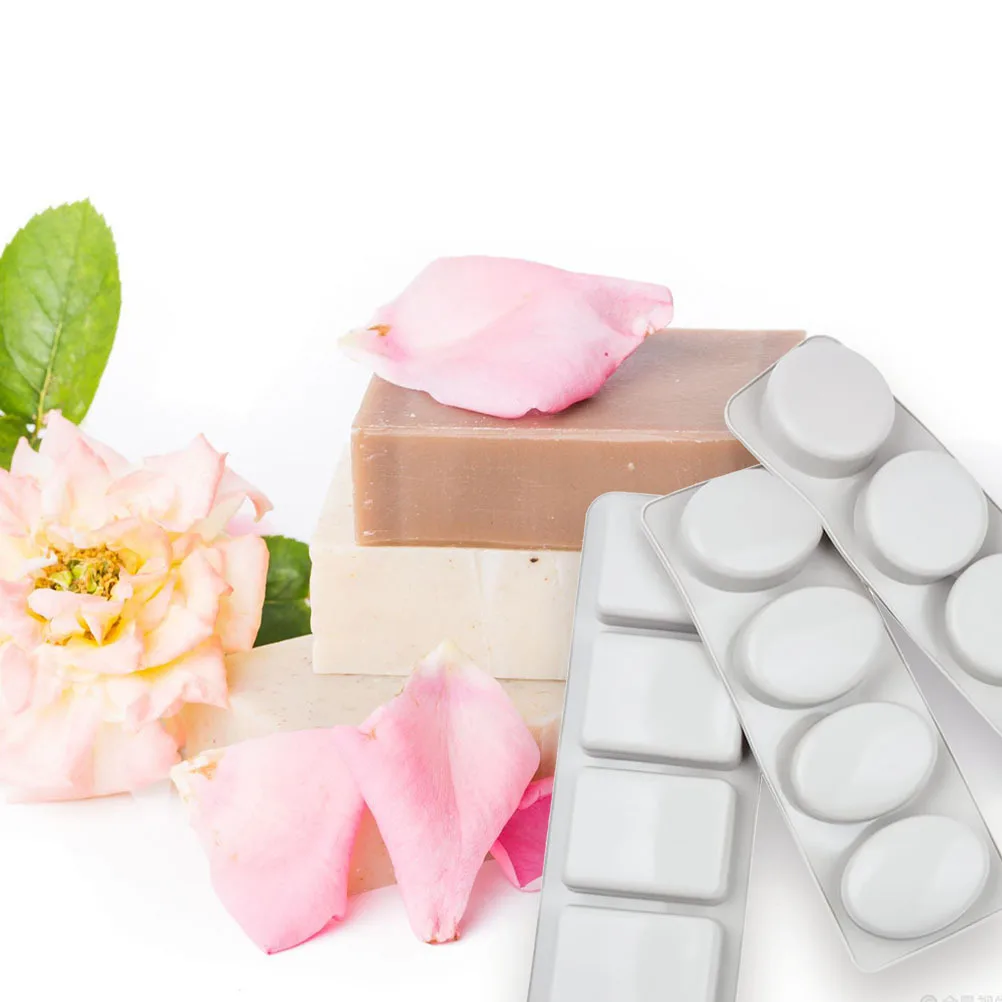 

3Pcs Silicone Soap Molds Premium Reusable 4 Hole Manual Mold for DIY Handmade Soap Making Easy Supplies