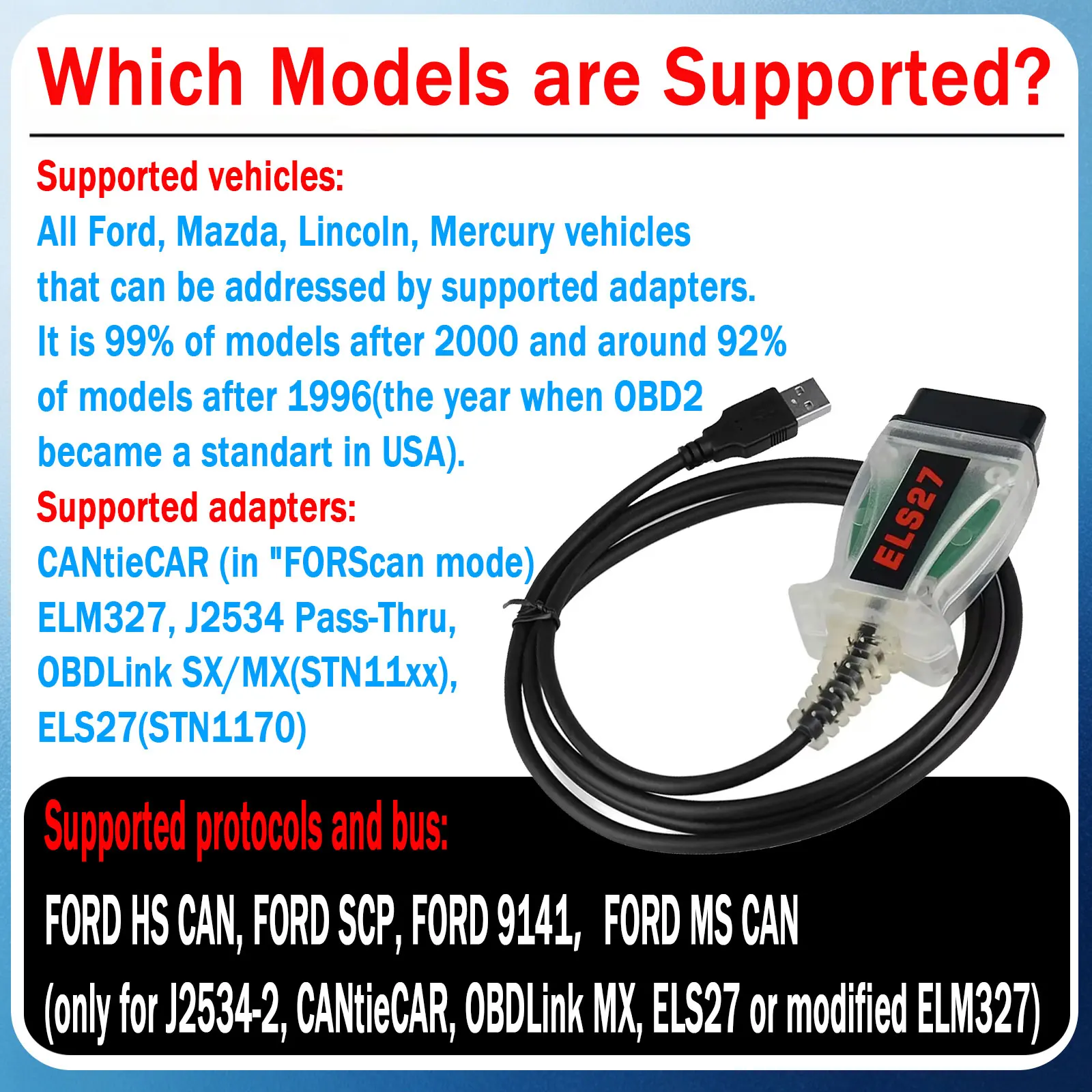ELS27 Diagnostic Scanner For Ford/Mazda/Lincoln/Mercury Code Reader Diagnostic Tool PIC18F25K80 Chip Automobile OBD2 Scanner