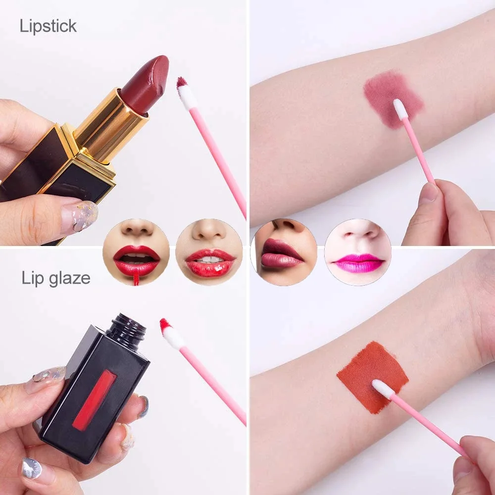 50pcs Disposable Bamboo Lip Brush Lipstick Gloss Apllicators EyeLash Cleaning Brush Lip brush Beauty Women Daily Makeup Tools