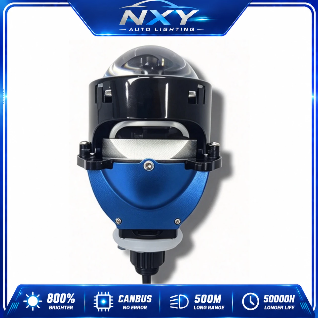 NXY F3 130W Bi LED Projector Headlight Dual Lens High Low Beam H4 H7 Retrofit Car Headlamp Upgrade Super Bright 12V LED Lamp Kit