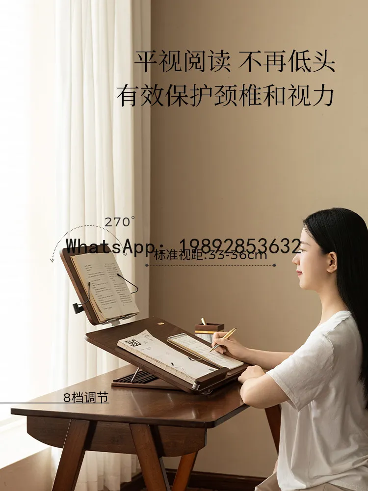 PYJ Wooden Reading Stand Desktop Writing Board Learning Reading Stand Height Increasing Stand Multifunctiona