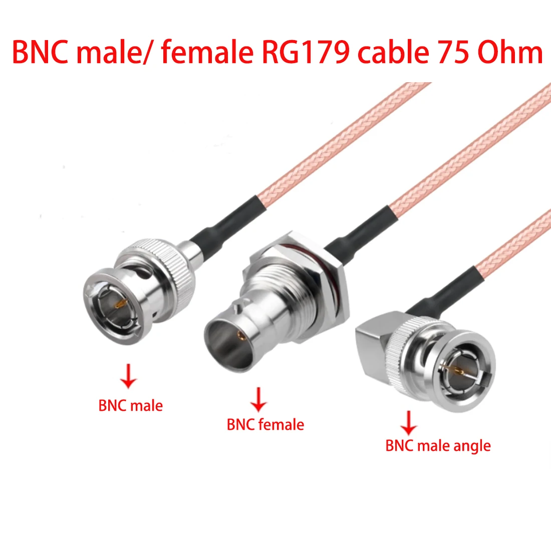 BNC Male to Male/ Female/ Straight/Right Angle Pigtail Cable Adapter RG179 30cm/50cm 50Ohm NEW