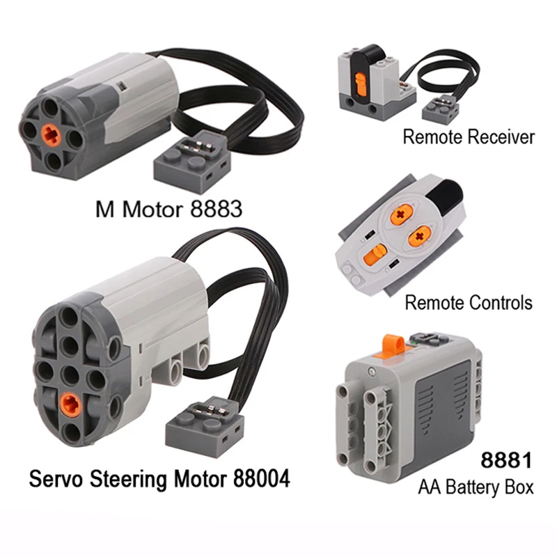 MOC High-Tech set M/Servo Motor Power Function Extension Parts with All Brand Power Group Technology PF Blocks Brick Toys DIY