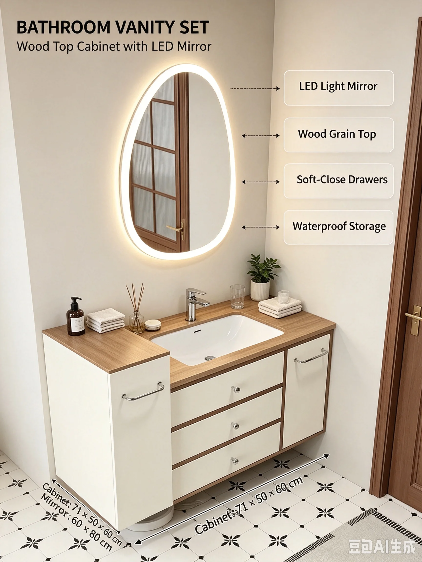 SCY medieval style pull basket storage bathroom cabinet ceramic integrated basin bathroom cabinet washstand